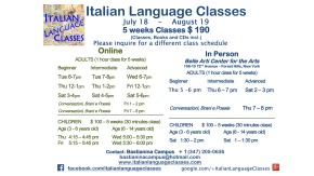 July August 2017 Italian Language Classes