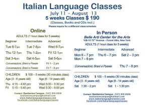 July August 2016 Italian Language Classes